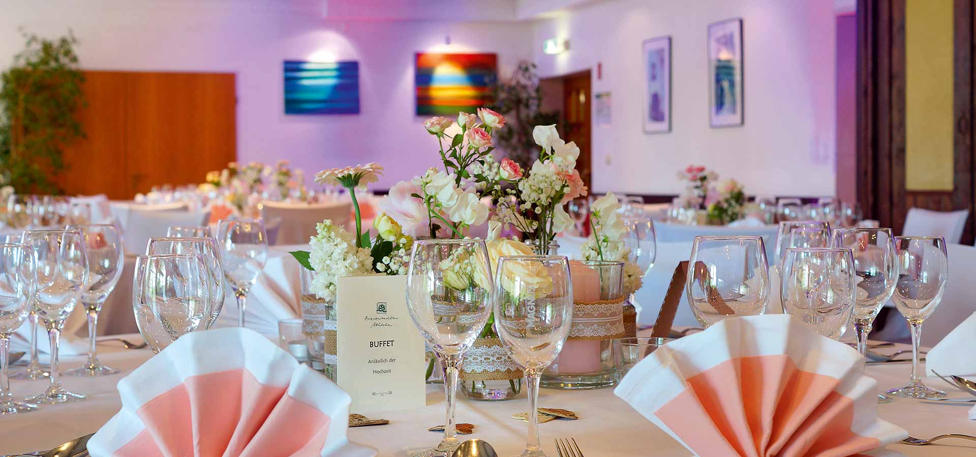 Hotel & Restaurant Brackstedter Mühle Wolfsburg - Festraum Danzdeel Tischdekoration